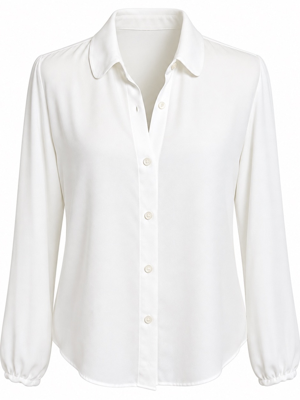 Sunday Best White Button Front Blouse Long Sleeve